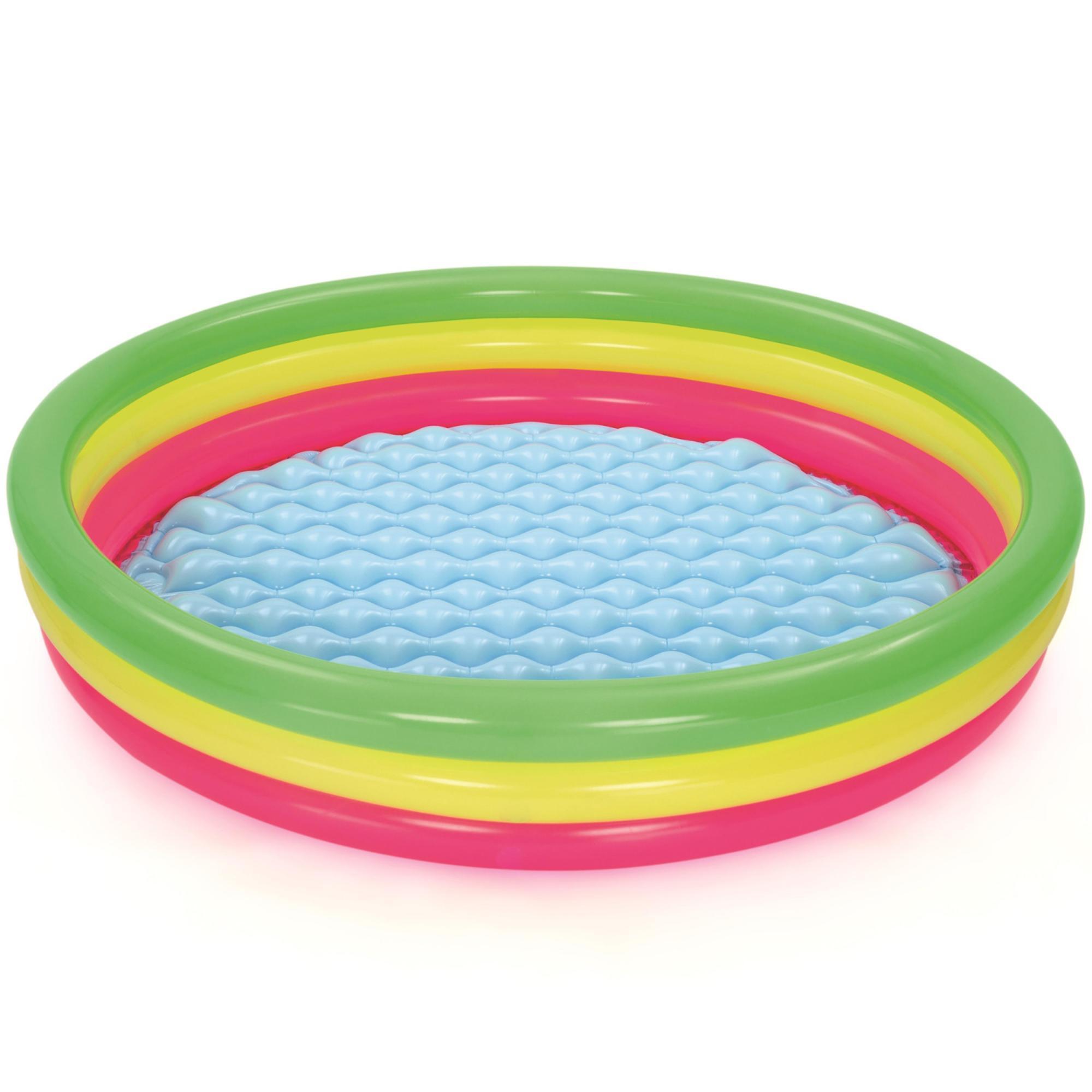 Bestway Summer Set Play Pool, Inflatable Kiddie Splash Wade Pool, 3 Neon Color Ring Construction, 60 x 12 inch
